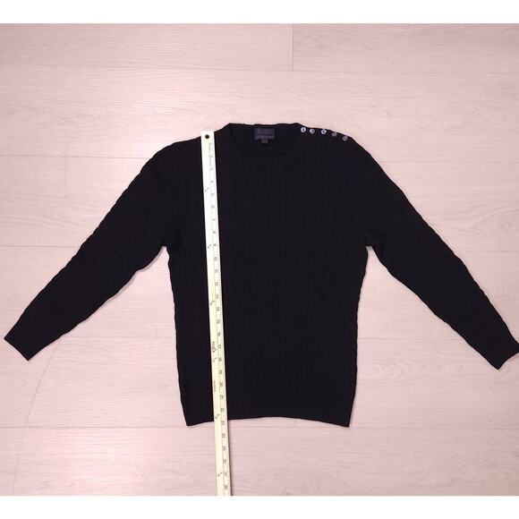 J. Crew Collection Italian Cashmere Sweater – Black Cable Knit, Size M - Picture 3 of 12